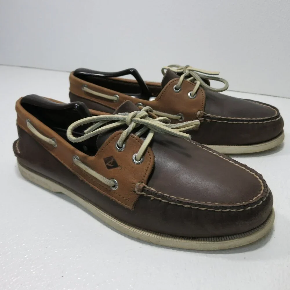 Sperry Top-Sider Two Tone Polish Leather Comfort Deck Boat Shoes Footwear 11 M